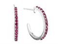 1.5mm Created Ruby Post--With-Friction-Back Hoop Earrings