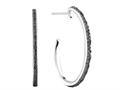 Black Diamond Post-With-Friction-Back Hoop Earrings