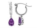 7x5mm Pear Shaped Amethyst/Diamond Clicktop Hoop Earrings