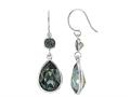 Color Craft™ 14x10 mm Pear Shape with 5mm Square Black Genuine Swarovski Crystals Drop Ear Wire Earrings