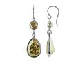 Color Craft™ 14x10mm Pear Shape with 6mm Round Golden Genuine Swarovski Crystals Drop Ear Wire Earrings