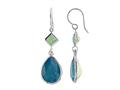 Color Craft™ 14x10 mm Pear Shape Caribbean with 5mm Square Opal Color Genuine Swarovski Crystals Drop Ear Wire Earrings