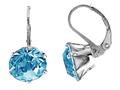 Color Craft™ 10.5mm Round Genuine Swarovski Crystal Aquamarine Color Lever Back Earrings