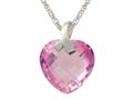 13x13mm Created Pink Sapphire Heart Shaped Pendant- Free 18 Inch Chain Included