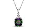 10x10mm Antique Shaped  Mystic Topaz and White Topaz Pendant- Free 18 Inch Rope Chain Included
