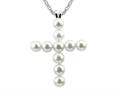 4mm Antique Shaped Pearl Created Cross Pendant- Free 18 Inch chain Included