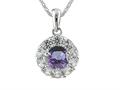 925 Sterling Silver 9.7mm Round Tanzanite and White Topaz Pendant