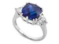 10x10mm Antique Shaped Created Blue Sapphire and White Sapphire Ring
