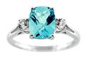 9x7mm Antique Shaped Blue Topaz and White Topaz Ring