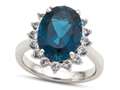 14x10mm Oval London Blue Topaz and White Topaz Ring
