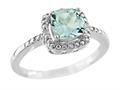 6x6mm Antique Shaped Aquamarine and Diamond Ring