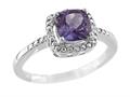 6x6mm Antique Shaped Amethyst and Diamond Ring