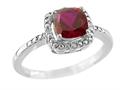 6x6mm Created Ruby and Diamond Ring