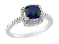6x6mm Created Sapphire and Diamond Ring