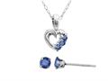 Antique Heart Shaped Created Sapphire Pendants and Earrings Set