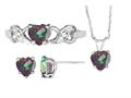 Antique Heart Shaped Mystic Topaz Pendants Earrings and Ring Set