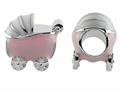 Storywheel® Pink Enamel Baby Carriage Bead / Charm