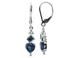 Heart Shape and Square Created Sapphire Lever-Back Earrings