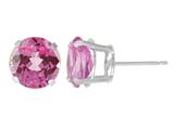 5mm Round Stud Created Pink Sapphire Earrings  - Pink