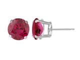 5mm Round Stud Created Ruby Earrings - Red
