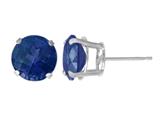 5mm Round Stud Created Sapphire Earrings  - Blue