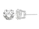5mm Round Stud Created White Sapphire Earrings  - White
