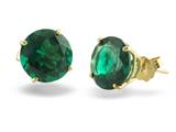 14k Yellow Gold 8mm Round Created Emerald Stud Earrings