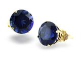 14k Yellow Gold 8mm Round Created Sapphire Stud Earrings