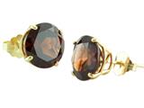 14k Yellow Gold 8mm Round Garnet Stud Earrings