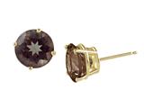 14k Yellow Gold 8mm Round Smoky Quartz Stud Earrings