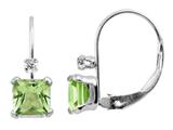 Square 5mm Peridot and White Topaz Lever Back Earrings