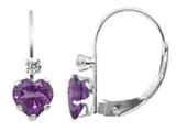 Amethyst Heart Shaped 2mm Lever Back Earrings