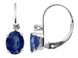 6x4mm Created Sapphire and White Topaz Leverback  Earrings