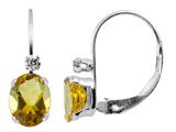 6x4mm Citrine and White Topaz Leverback Earrings