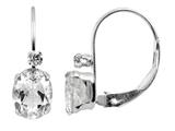 White Topaz 6x4mm Leverback Earrings