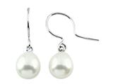 7.5mm White Freshwater Rice Pearl Fishhook Earrings