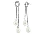 7.5mm White Freshwater Rice Pearl Post-With-Friction-Back Earrings