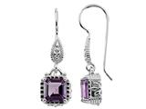 6x6mm Octagon Amethyst Fishhook Earrings