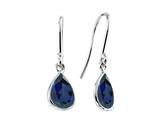 9x6mm Pear Shaped Created Sapphire Fishhook Earrings