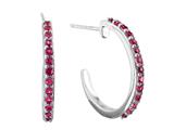 1.5mm Created Ruby Post--With-Friction-Back Hoop Earrings