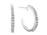1.5mm Created White Sapphire Post-With-Friction-Back Hoop Earrings