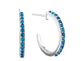1.5mm Royal Blue Simulated Spinel Post-With-Fiction-Back Hoop Earrings