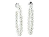 4.5mm White Cultured Freshwater Pearl Post-With-Friction-Back Hoop Earrings