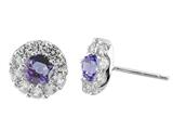 925 Sterling Silver 9.4mm Round Tanzanite and White Topaz Earrings