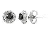 Black Diamond Studs Post-With-Friction-Back Earrings
