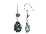 Color Craft™ 14x10 mm Pear Shape with 5mm Square Black Genuine Swarovski Crystals Drop Ear Wire Earrings