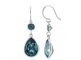 Color Craft™ 14x10mm Pear Shape with 6mm Round London Blue Genuine Swarovski Crystals Drop Ear Wire Earrings