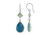 Color Craft™ 14x10 mm Pear Shape Caribbean with 5mm Square Opal Color Genuine Swarovski Crystals Drop Ear Wire Earrings