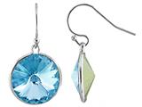 Color Craft™ 14mm Round Genuine Swarovski Crystal Aquamarine Color Drop Ball Ear Wire Earrings