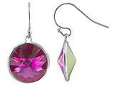 Color Craft™ 14mm Round Fuchsia Genuine Swarovski Crystal Drop Ball Ear Wire Earrings